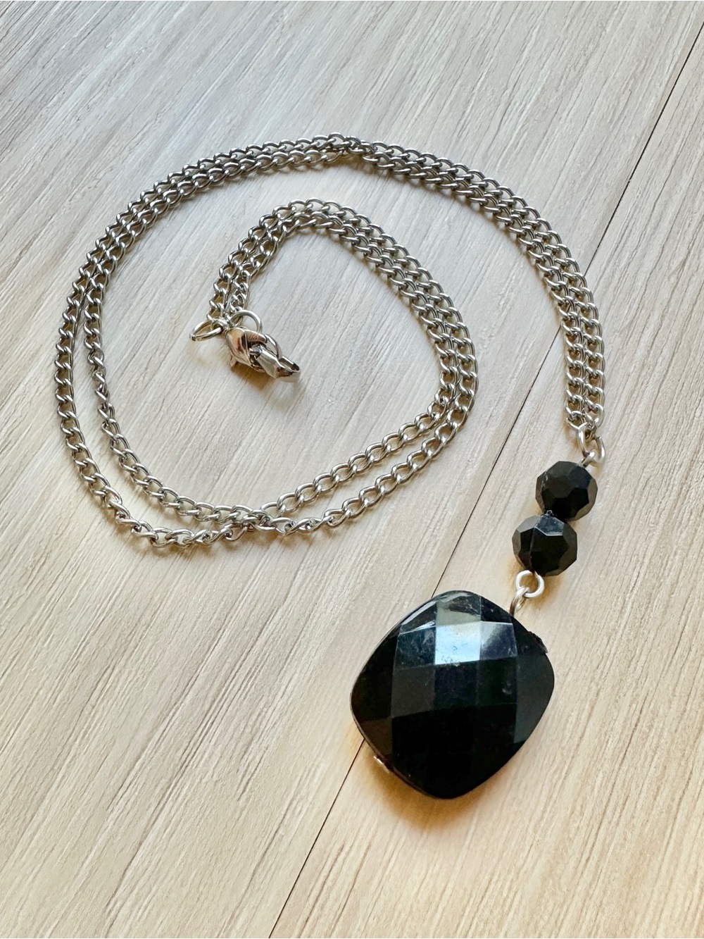 Vintage Handmade Y2K Black Pendent Necklace 2000s Fashion Jewelry Vampire Goth
